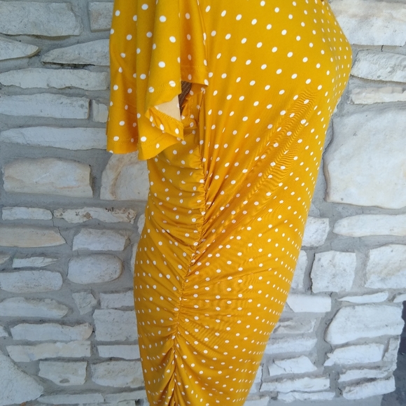 Paper Doll- Mustard Polkadot Dress - Picture 2 of 4